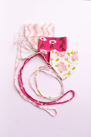 Pink Floral Face Masks - Set of 3 (6974586454185)