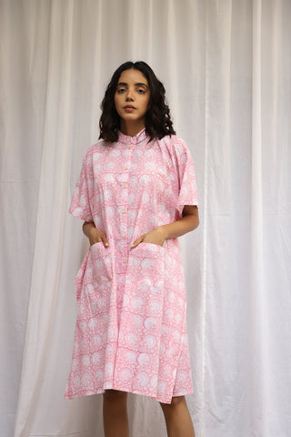 Pink Raindrops Shirt Kaftan