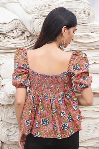 Handblock Printed Blouse (1446429556779)