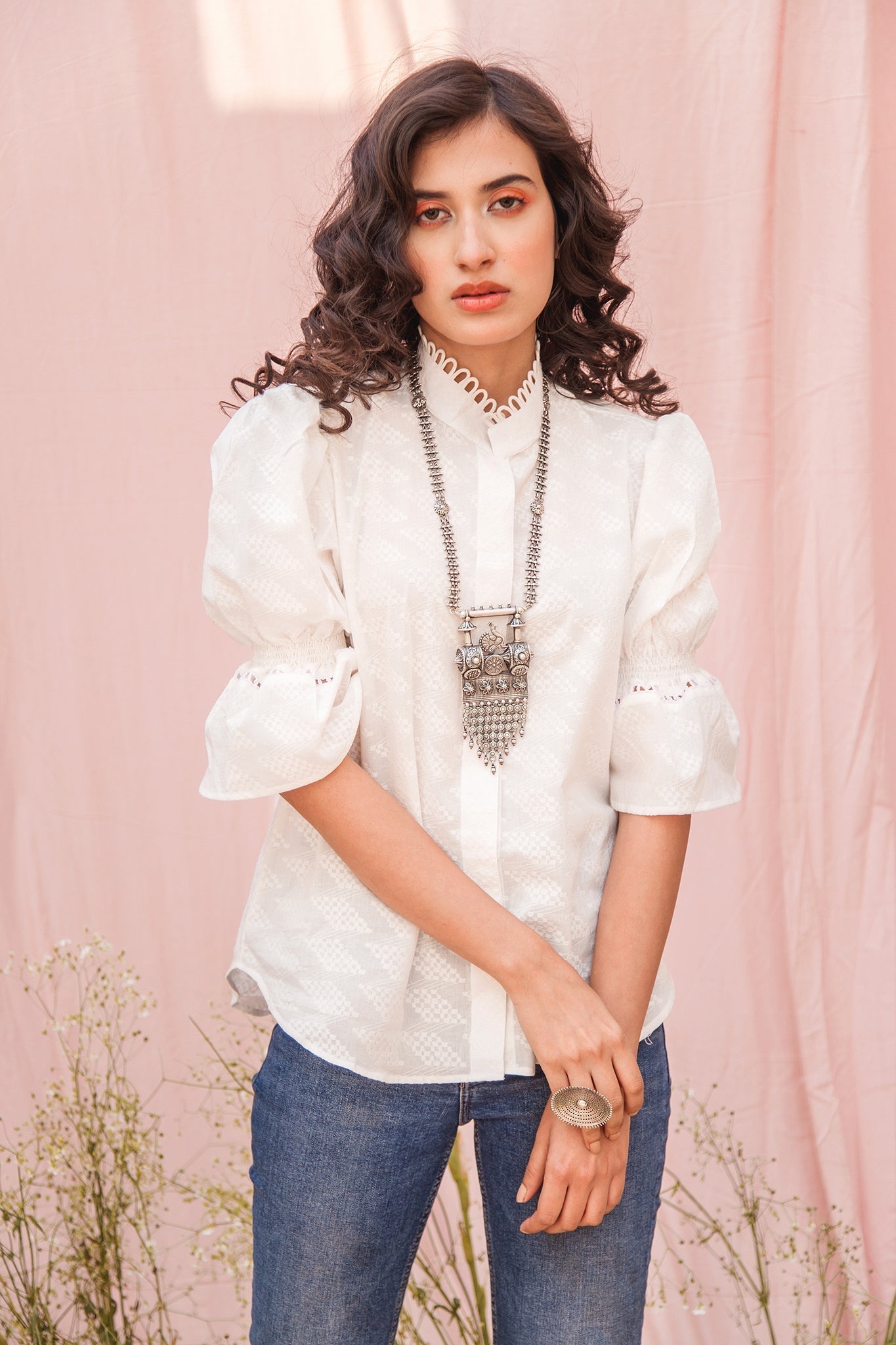 Peace Stand Collar Shirt (4383309463595)